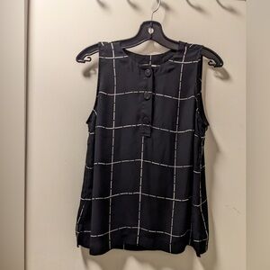 Reitmans Black and White Grid Pattern Blouse